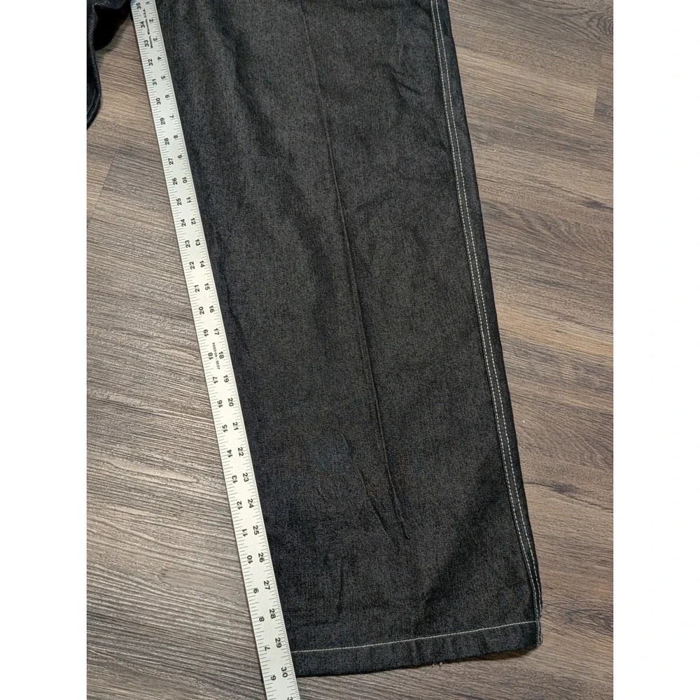 Karl Kani Baggy Barrel Jeans‎ Dark Wash Black Distressed 38x32 Y2K Streetwear